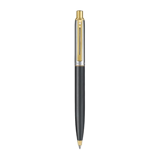 SHEAFFER 334 BRUSHED MAT BLACK & CHROME GOLDEN TRIM BALL PEN