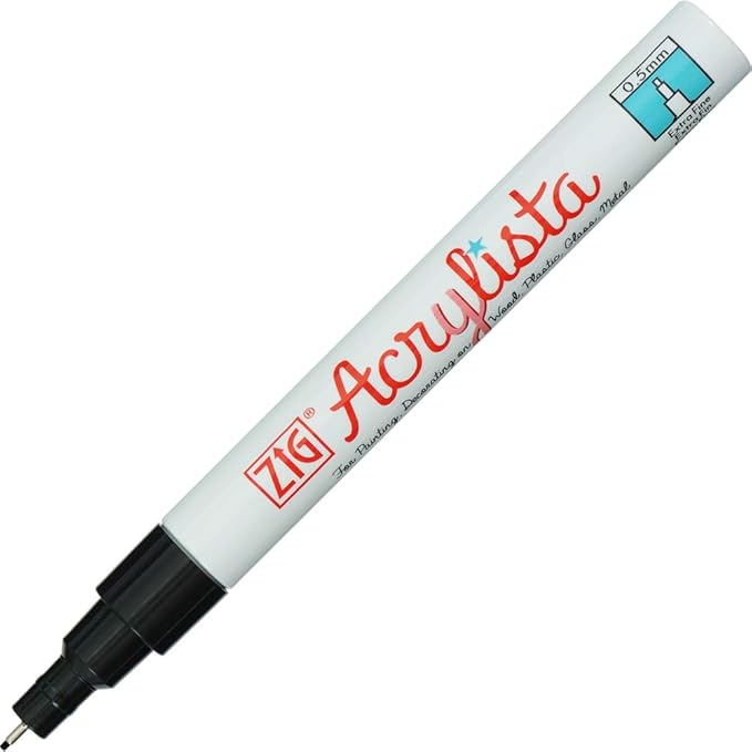 ZIG PAC 10 BLACK ACRYLISTA FINE TIP
