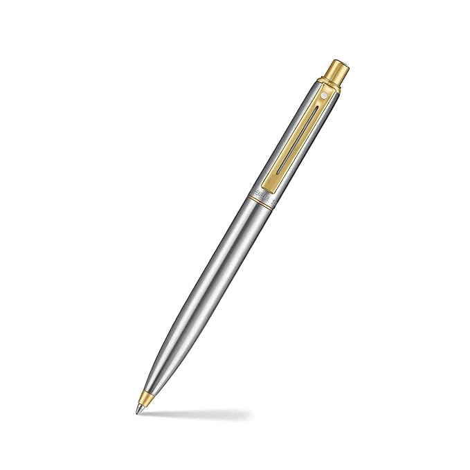 SHEAFFER 333 BRUSHED CHROME & GOLDEN TRIM BALL PEN
