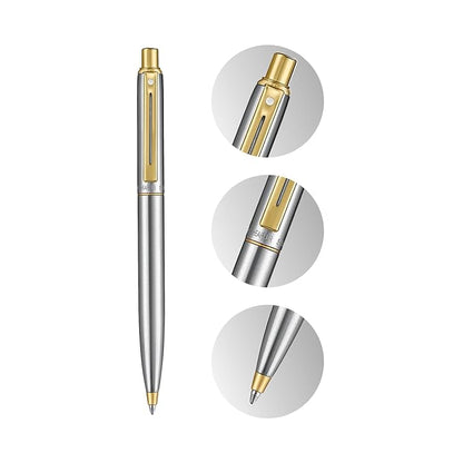 SHEAFFER 333 BRUSHED CHROME & GOLDEN TRIM BALL PEN