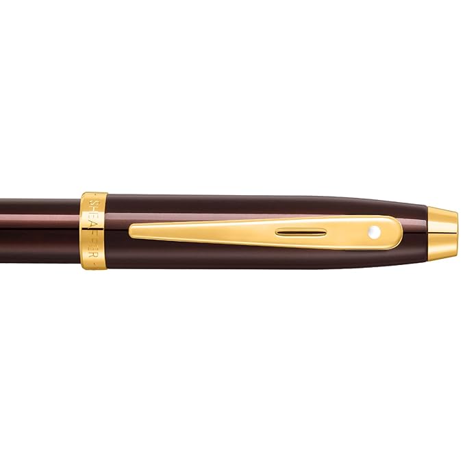 SHEAFFER 9370 COFFEE BROWN WITH PVD GOLD TRIM FOUNTAIN PEN