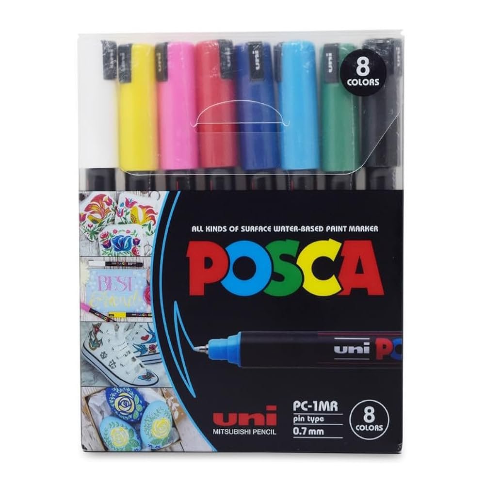 UNIBALL 1MR POSCA SOFT COLOR MARKER 0.7MM PACK OF 8PCS