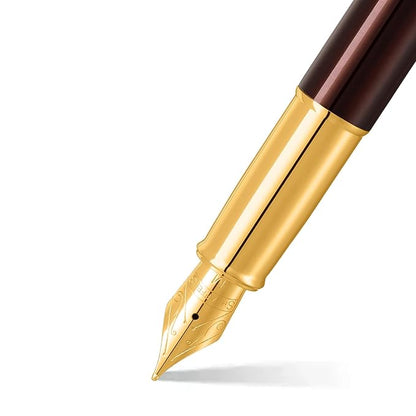SHEAFFER 9370 COFFEE BROWN WITH PVD GOLD TRIM FOUNTAIN PEN