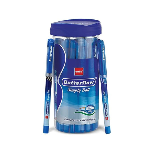 CELLO BUTTERFLOW SIMPLY BALL PEN BLUE PACK OF 20PCS