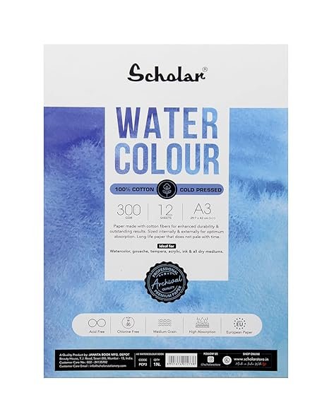 SCHOLAR PHP3 A3 WATERCOLOR HOTPRESS 100% COTTON DRAWING BOOK