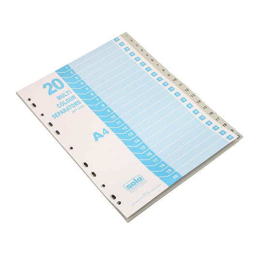 SOLO SP 220 A4 MULTI COLOUR SEPARATORS PACK OF 20PCS