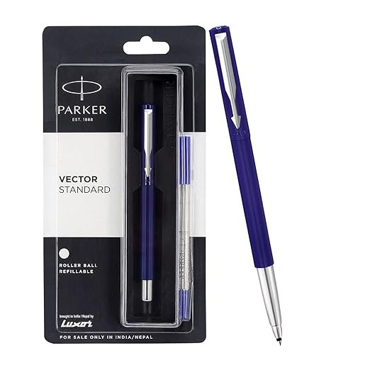 PARKER VECTOR STANDARD CHROME TRIM ROLLER BALL PEN