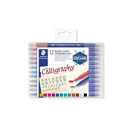 STAEDTLER 3005 TB12 CALLIGRAPHY DOUBLE TIP PEN 12COLOR