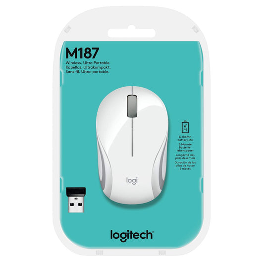 LOGITECH M 187 WHITE WIRELESS MOUSE