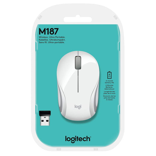 LOGITECH M 187 WHITE WIRELESS MOUSE