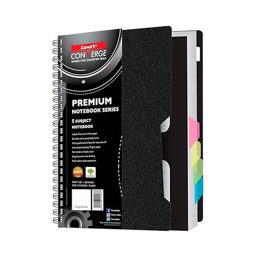 LUXOR 5 SUBJECT SPIRAL NOTEBOOK B5 300 PAGES