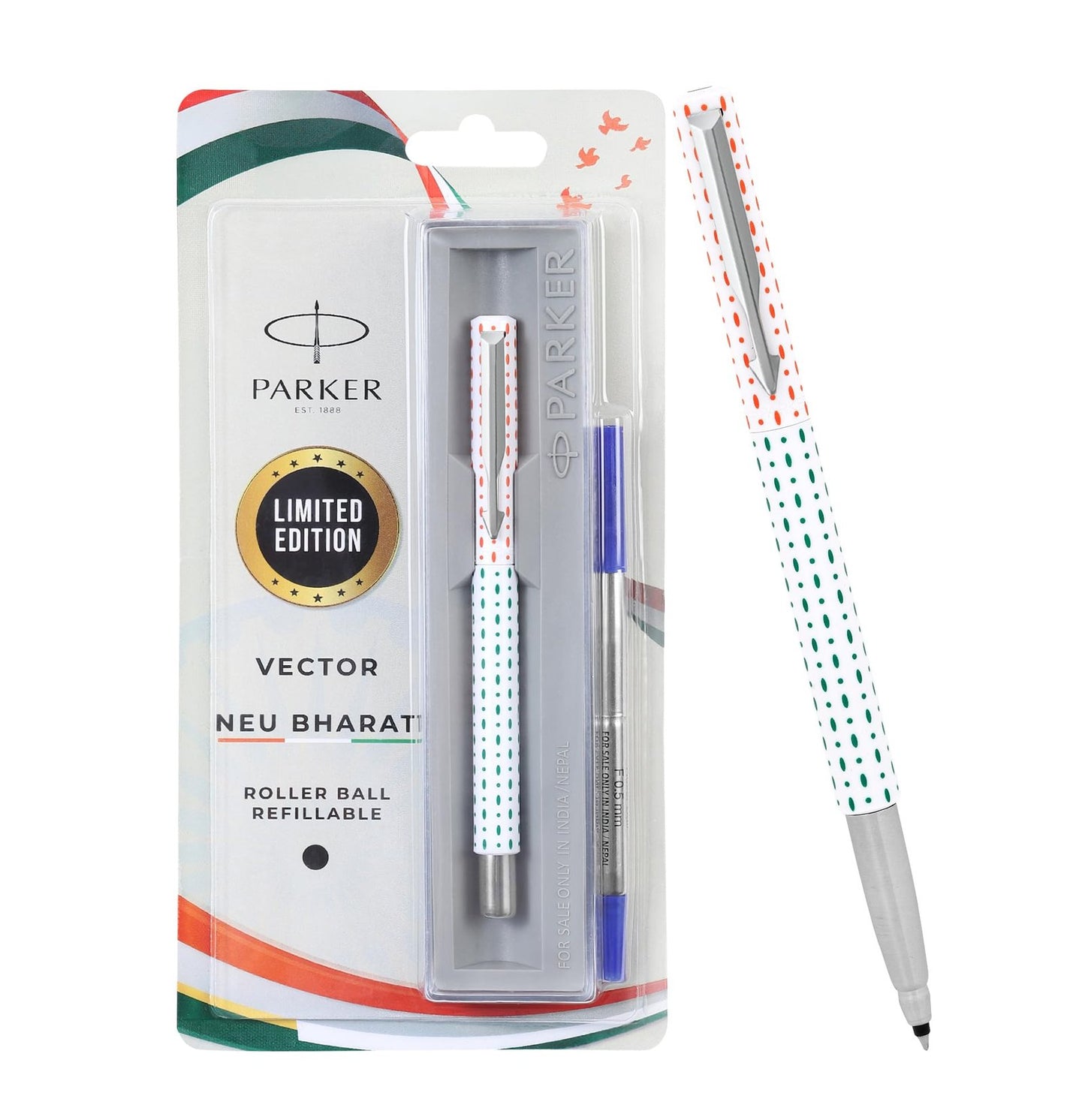 PARKER VECTOR NEU BHARAT SPECIAL EDITION CHROME TRIM ROLLER BALL PEN