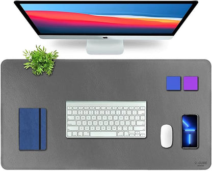 V-CUBE LEATHER DESK MAT GREY