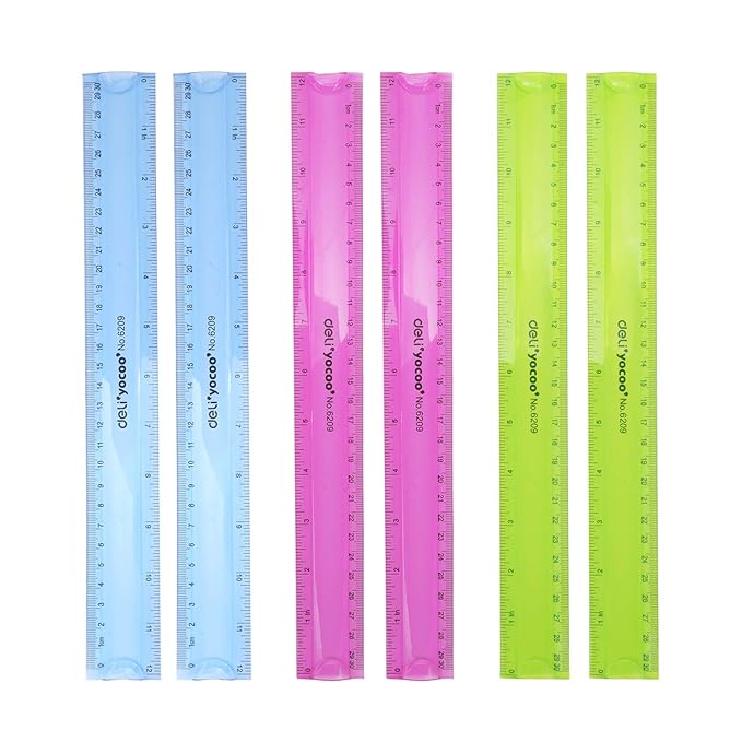 DELI 6209 CLRD FLEXIBLE 30CM SCALE