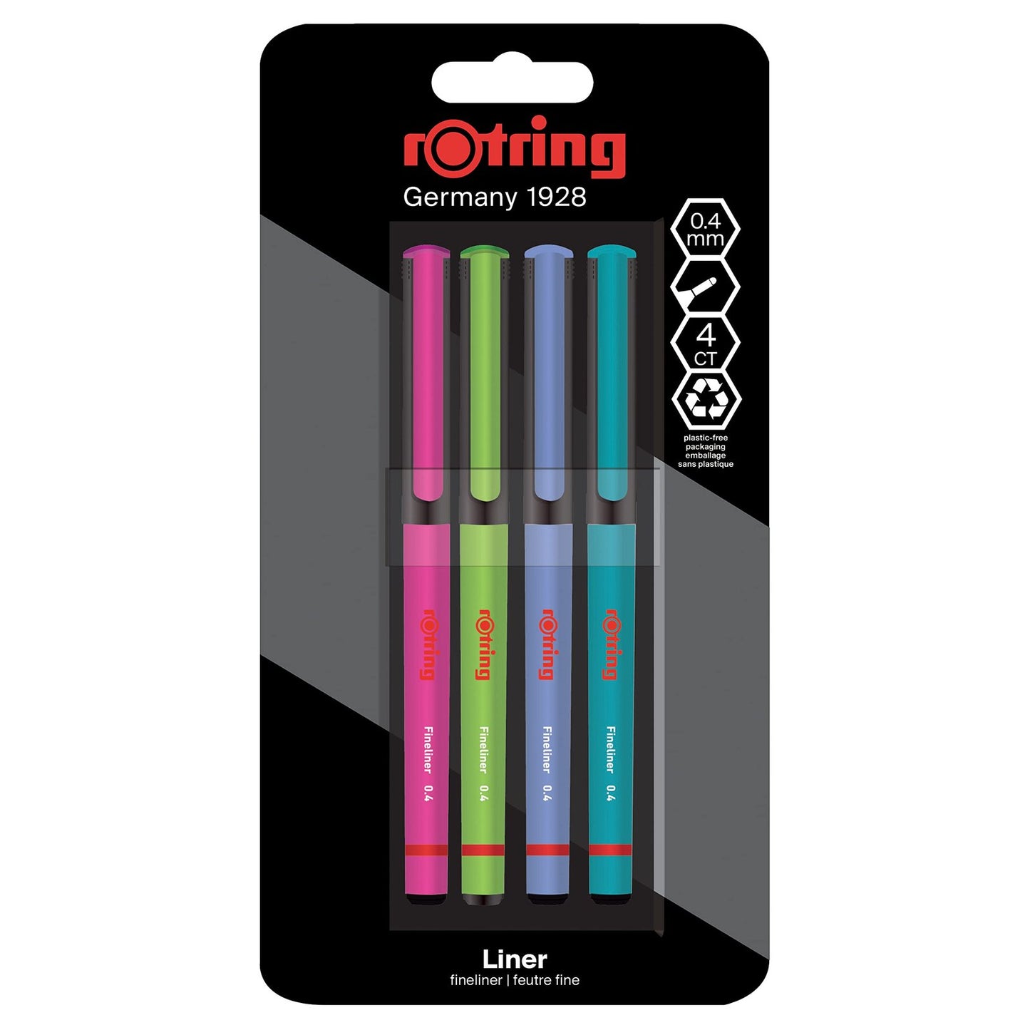 ROTRING 2166331 LINER 0.4MM FINELINER PENS 4PCS SET