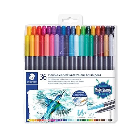STAEDTLER 3001 TB36 WATERCOLOR BRUSH DOUBLE TIP PEN 36COLOR