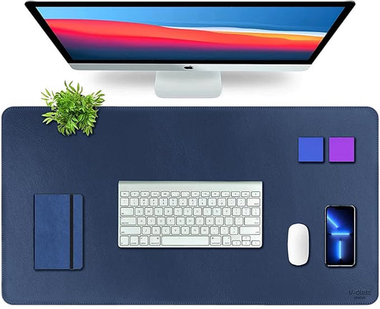 V-CUBE LEATHER DESK MAT NAVY BLUE