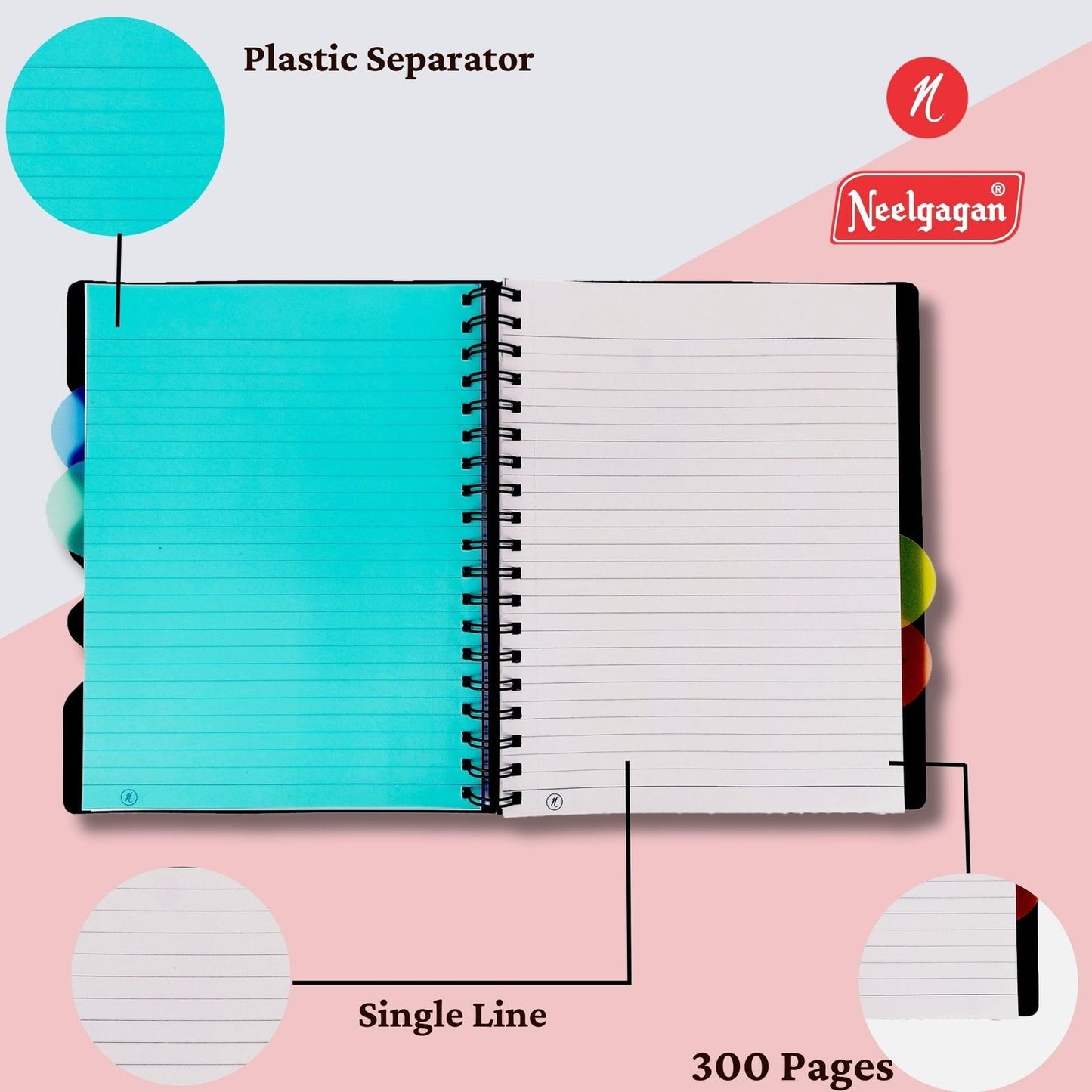 NEELGAGAN PREMIUM NOTEBOOK NO-2 5SEGMENT 300PAGES