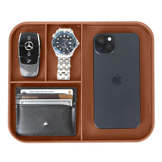 V-CUBE LEATHER VALET TRAY TAN