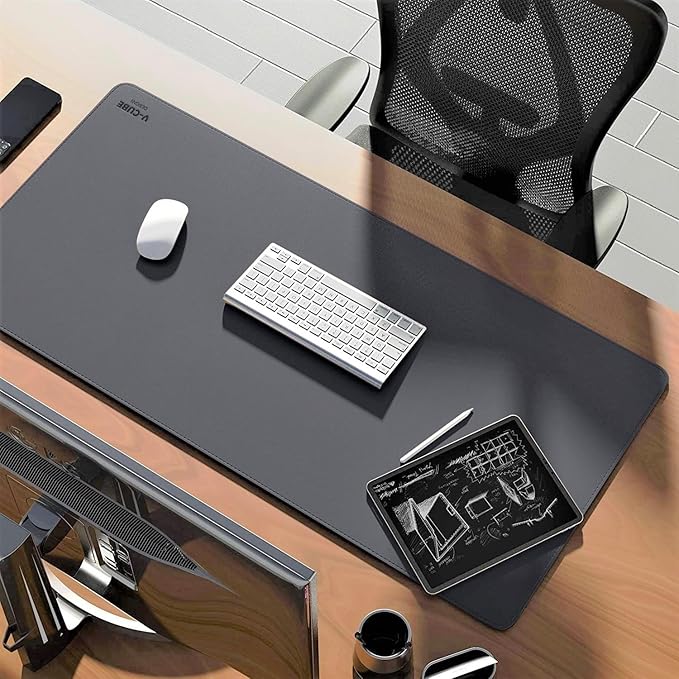V-CUBE LEATHER DESK MAT GREY