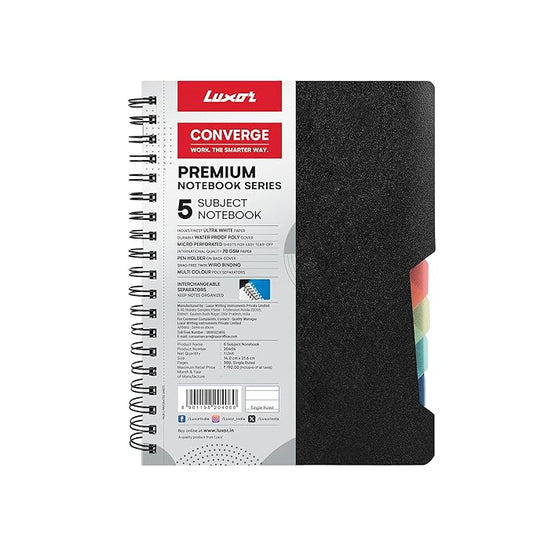 LUXOR 5 SUBJECT SPIRAL NOTEBOOK B5