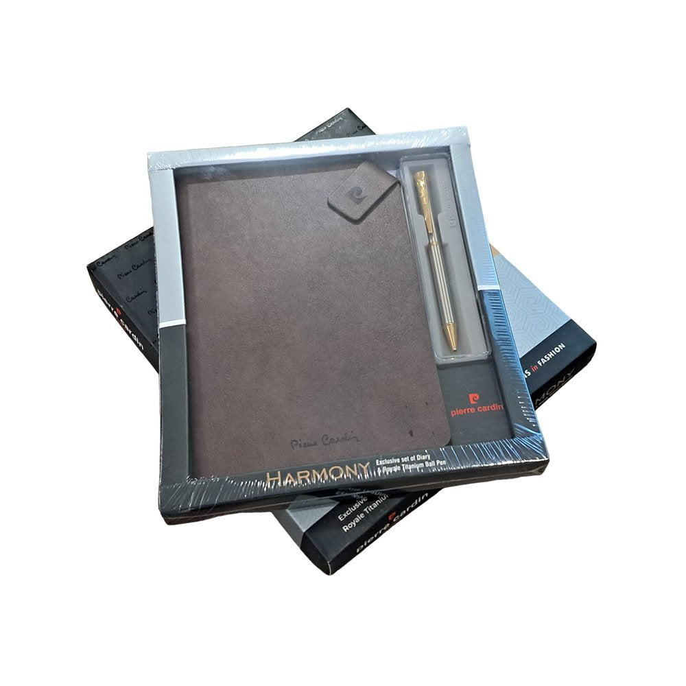 PIERRE CARDIN HARMONY SET TITANIUM BALL PEN+NOTEBOOK
