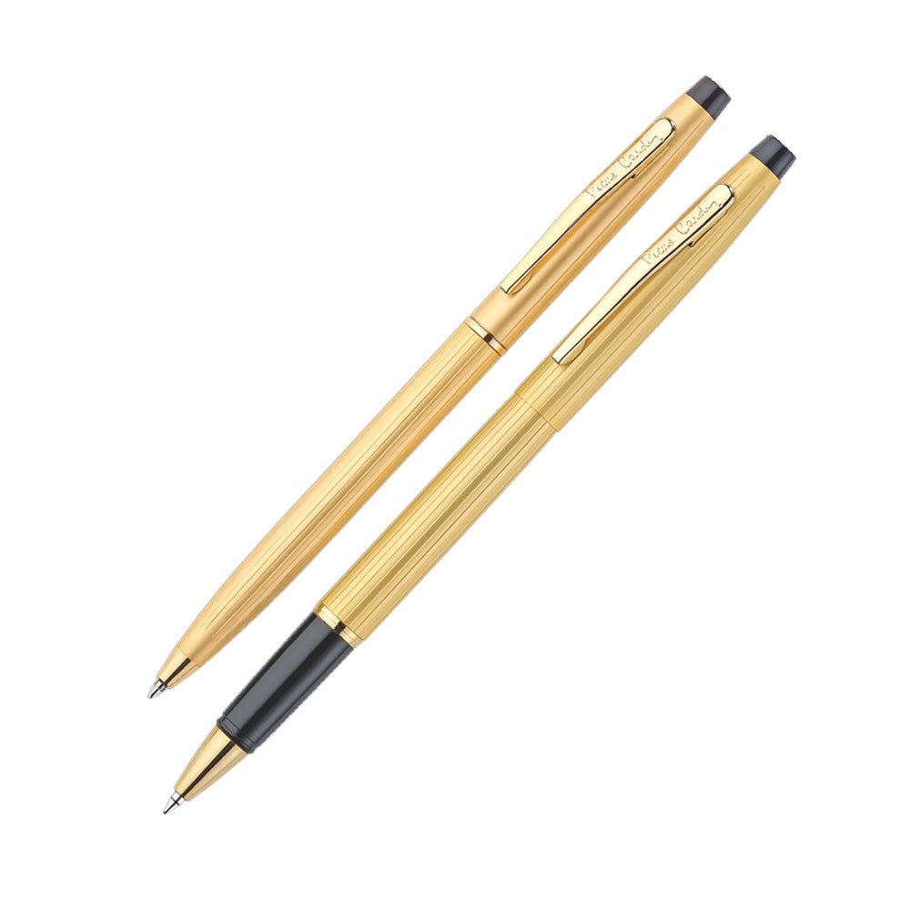 PIERRE CARDIN KRISS SATIN GOLD SET ROLLER BALL PEN+BALL PEN