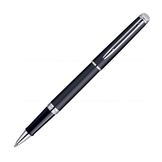 WATERMAN HEMISPHERE MATT BLACK STAINLESS STEEL CHROME TRIM BALL PEN