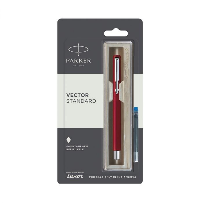 PARKER VECTOR STANDARD CHROME TRIM FOUNTAIN PEN