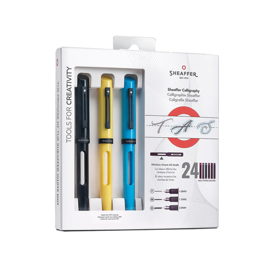 SHEAFFER 93404 CALLIGRAPHY BLACK, BLUE, YELLOW  FOUNTAIN PEN