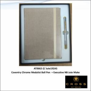 CROSS AT0662-2 CONVENTRY CHROME BALL PEN +JUTE NOTE BOOK