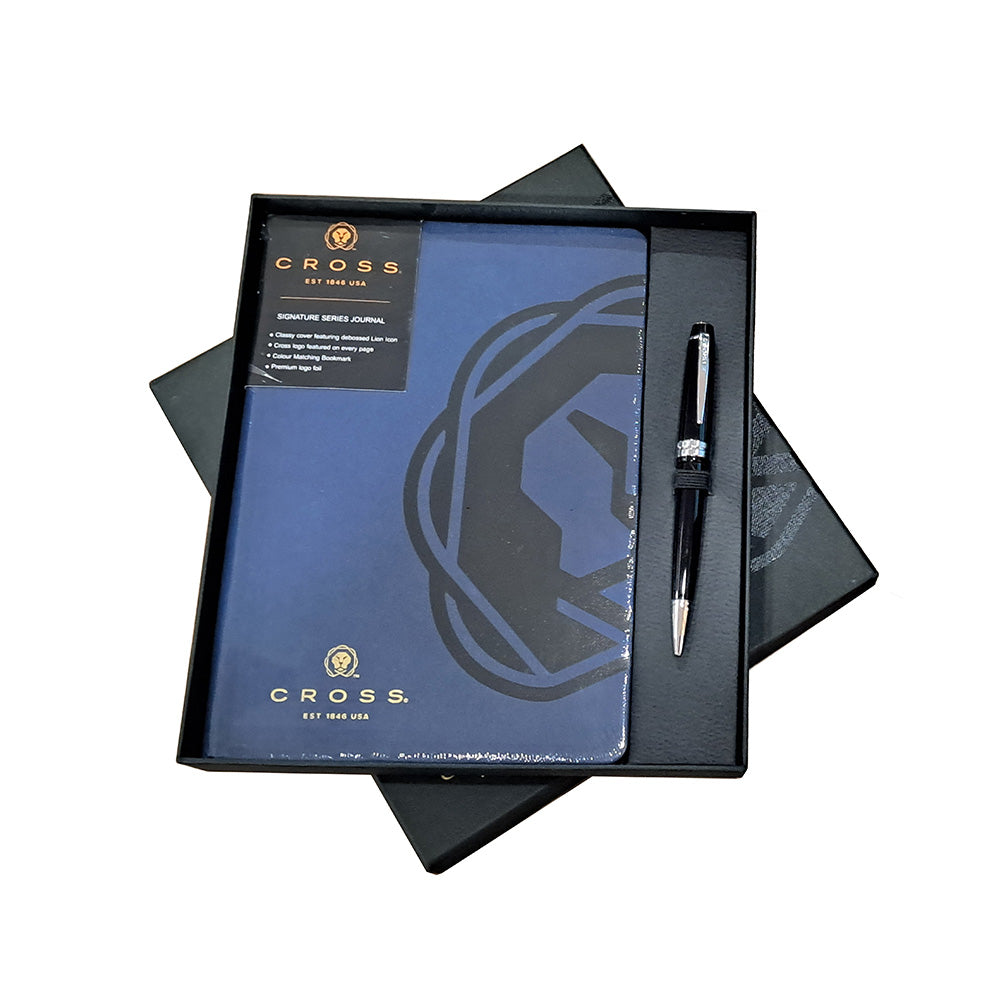 CROSS AT0742-1 BLUE BOOK BLACK CHROME TRIM BP+NOTE BOOK