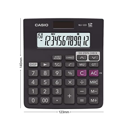 CASIO MJ 12D BLACK CALCULATOR