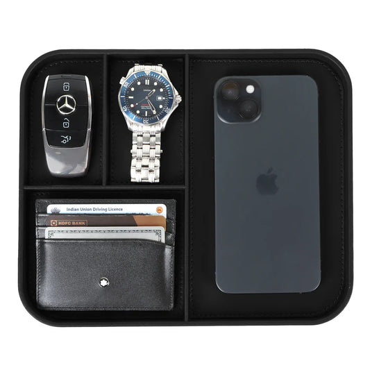 V-CUBE LEATHER VALET TRAY BLACK
