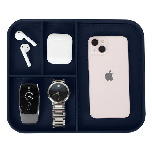 V-CUBE LEATHER VALET TRAY N BLUE