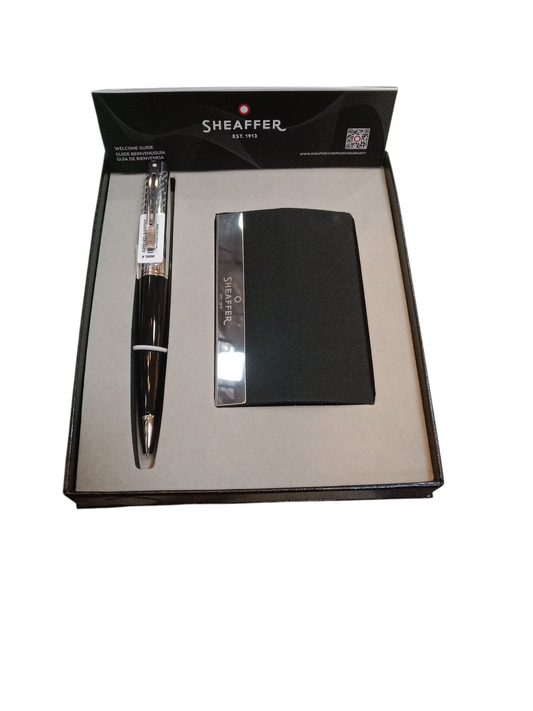 SHEAFFER 9314 GIFT SET 300 GLOSS BLACK CHROME TRIM BALL PEN