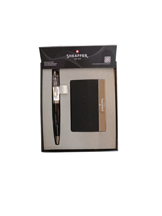 SHEAFFER 9312 GIFT SET 300 GLOSS BLACK CHROME TRIM BALL PEN