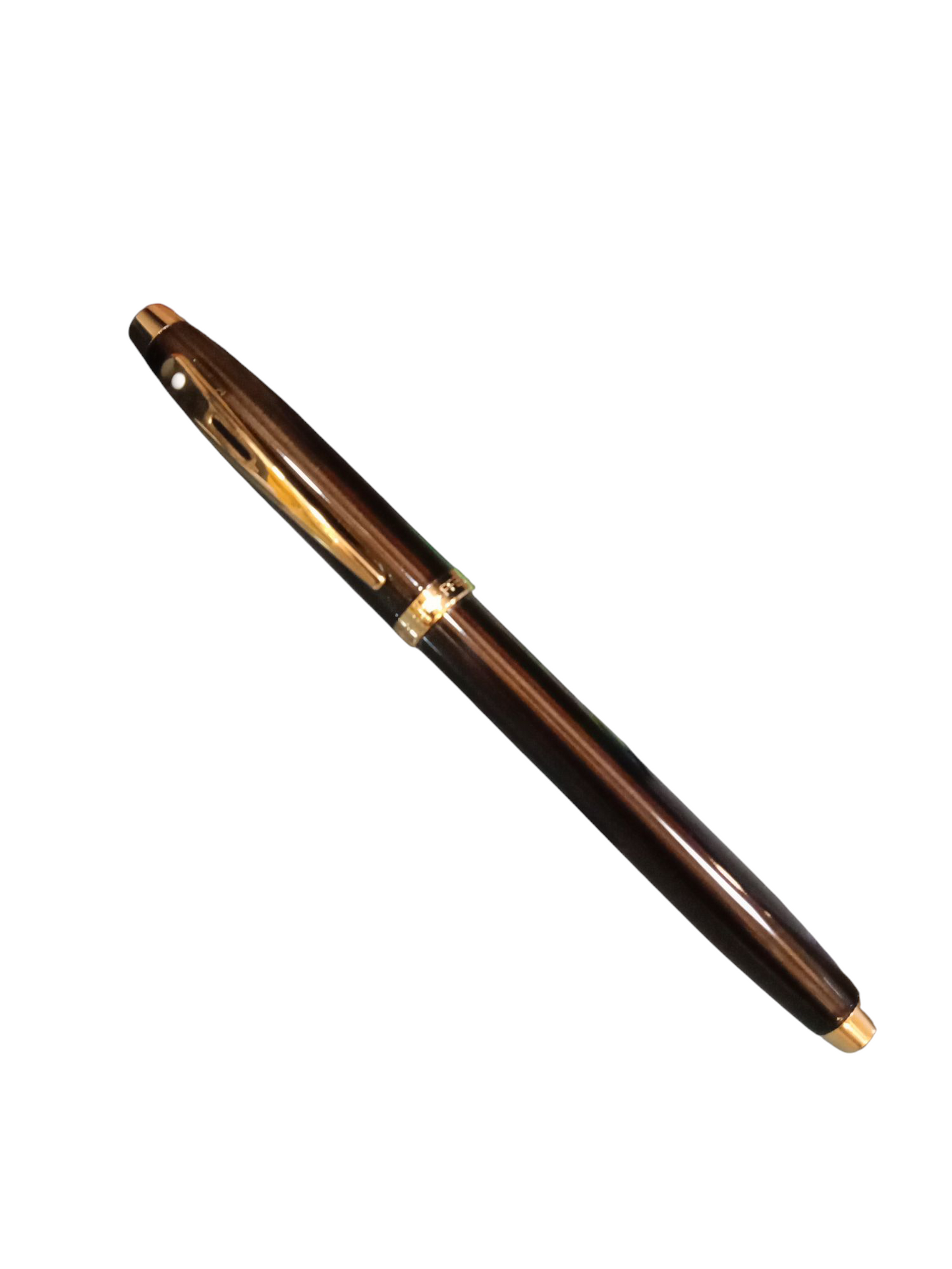 SHEAFFER 9370 COFFEE BROWN WITH GOLD TRIM ROLLER BALL PEN