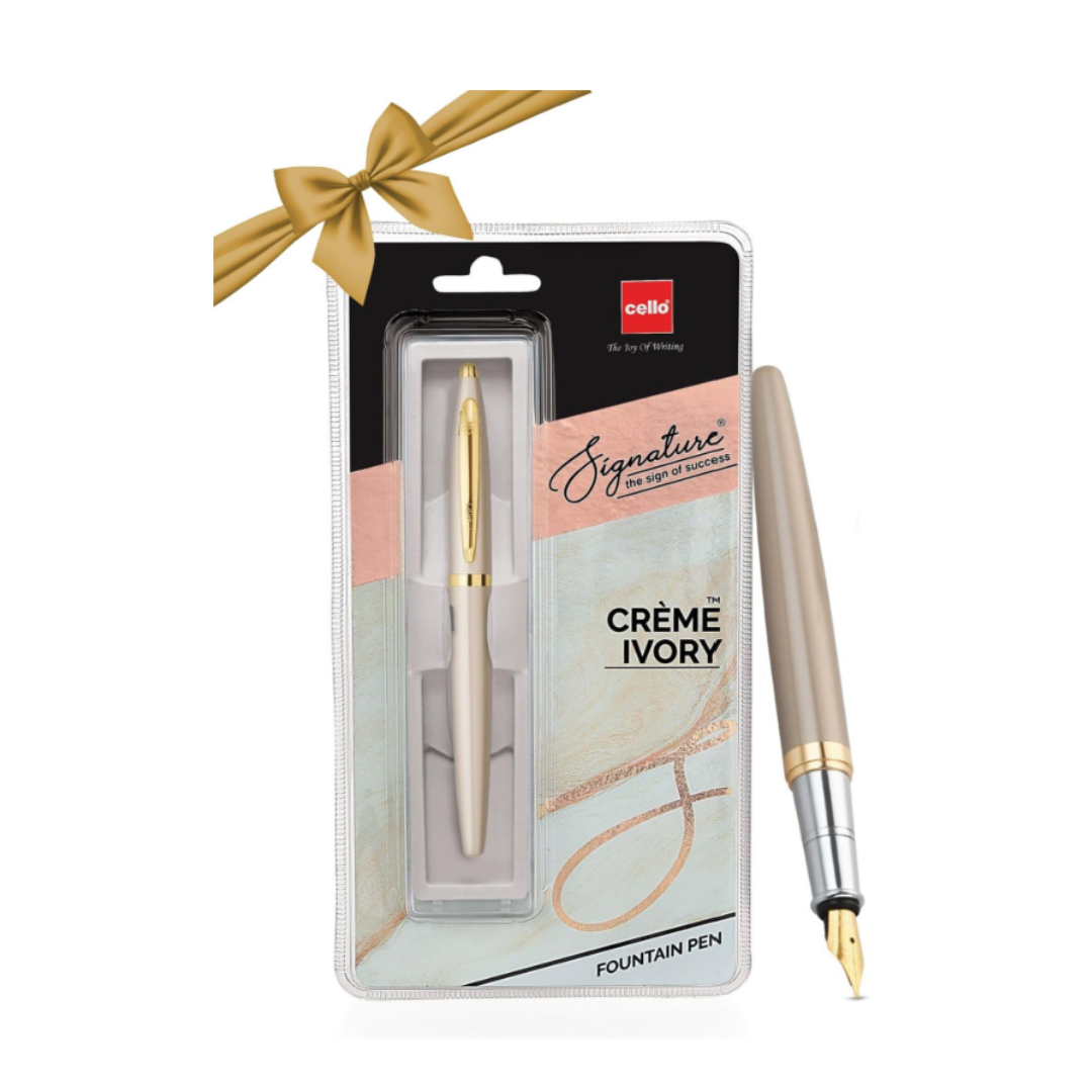 CELLO SIGNATURE CREME IVORY FOUNTAIN PEN BLUE