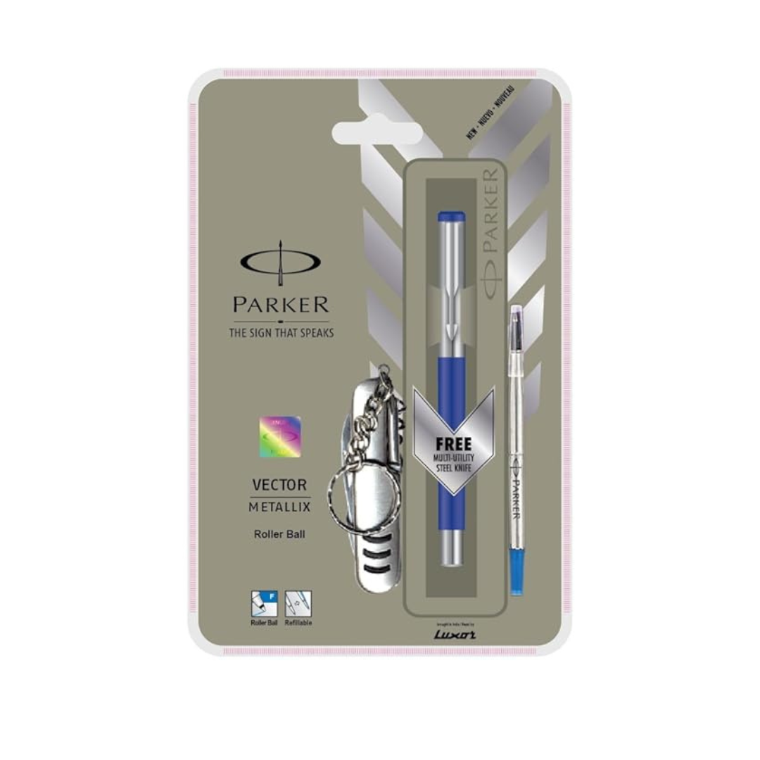 PARKER VECTOR METALLIX CT ROLLER BALL PEN +SWISS KNIFE