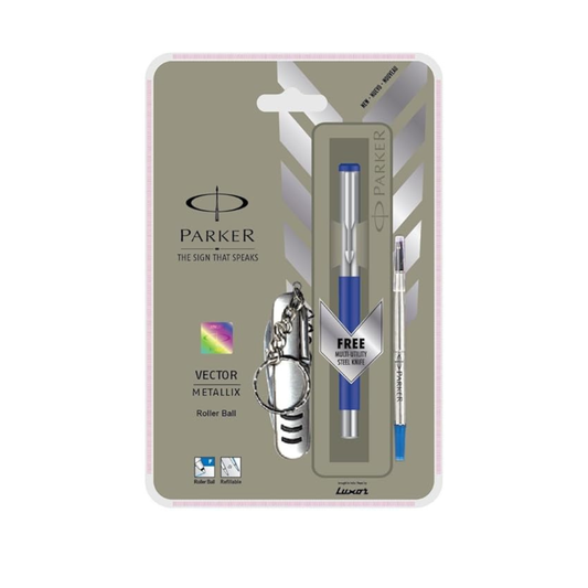 PARKER VECTOR METALLIX CT ROLLER BALL PEN +SWISS KNIFE