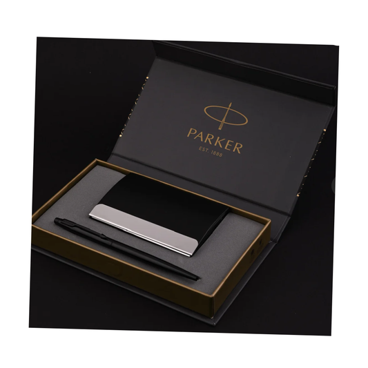 PARKER INSIGNIA LAQUER BLACK BALL PEN + CREDIT CARD HOLDER