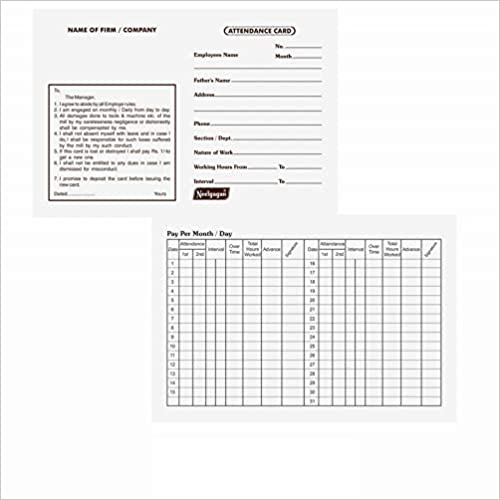 NEELGAGAN ATTENDANCE CARD BROWN 100CARDS