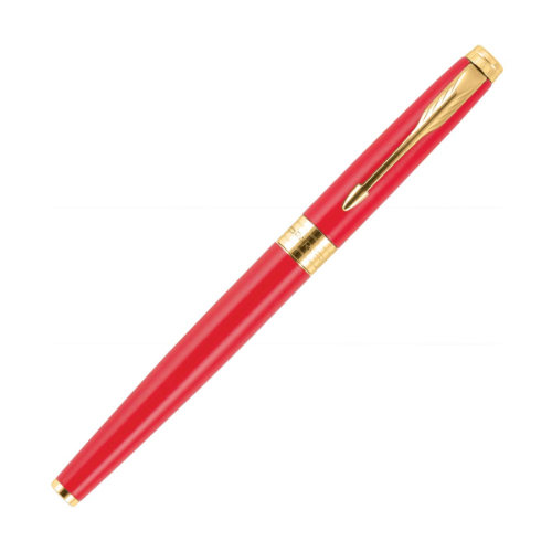 PARKER ASTER MATT RED GOLD TRIM ROLLER BALL PEN+PASSPORT HOLDER