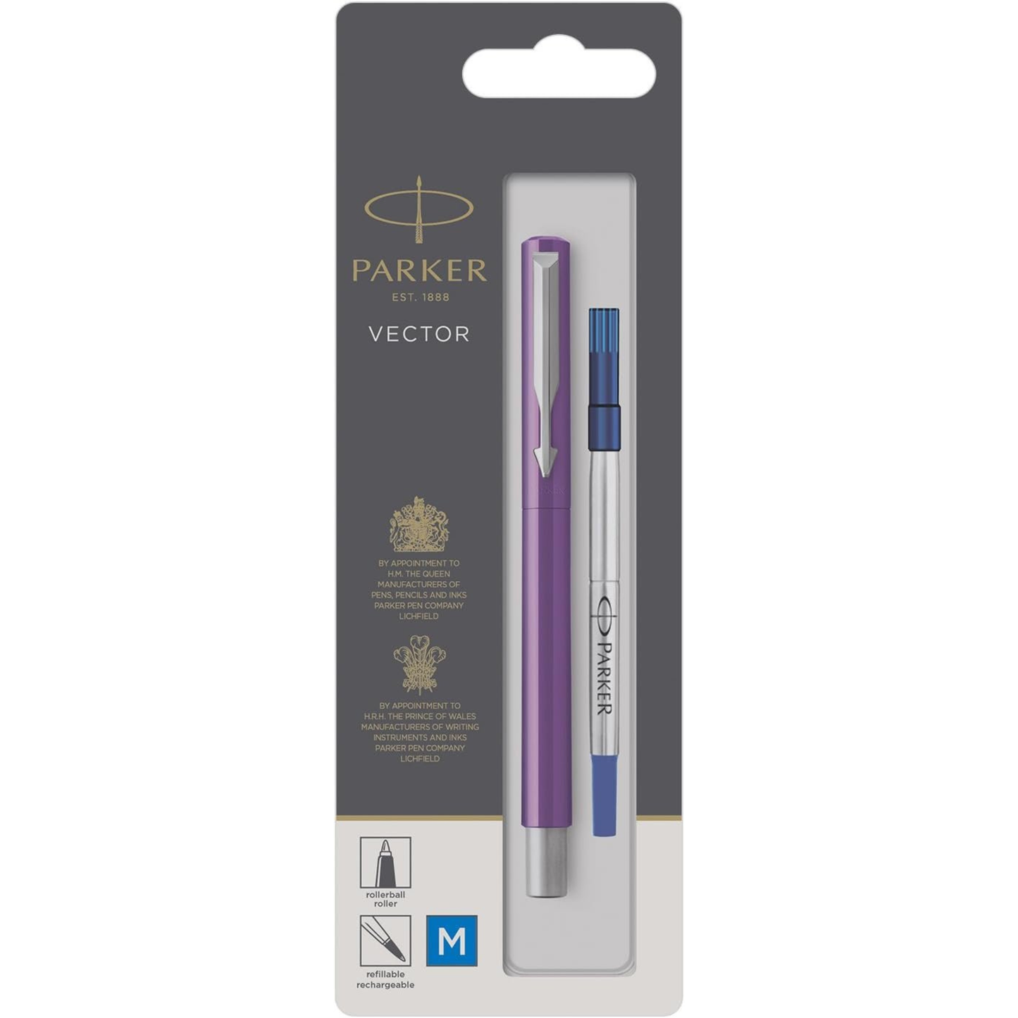PARKER VECTOR STANDARD COLOUR BLOCK CHROME TRIM ROLLER BALL PEN