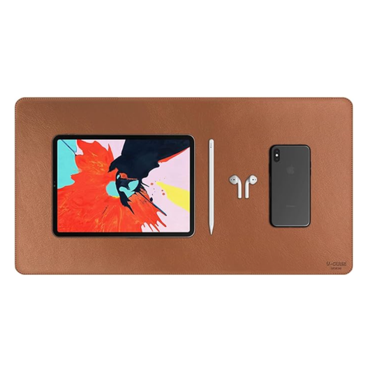 V-CUBE LEATHER DESK BROWN MAT TAN