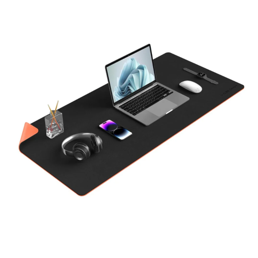 V-CUBE LEATHER DESK MAT BLACK & ORANGE