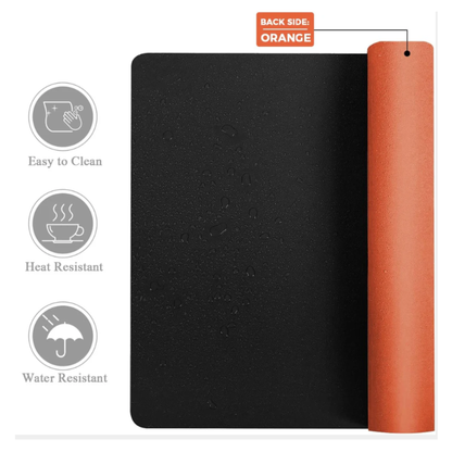 V-CUBE LEATHER DESK MAT BLACK & ORANGE