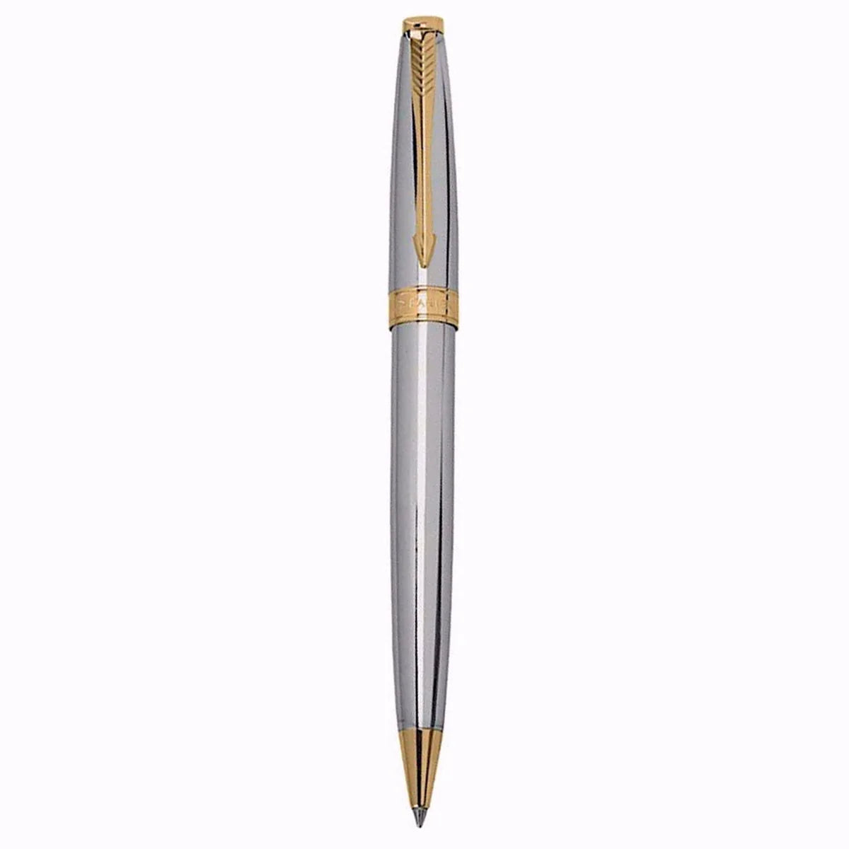 PARKER FUSION SHINY CHROME GOLD TRIM BALL PEN