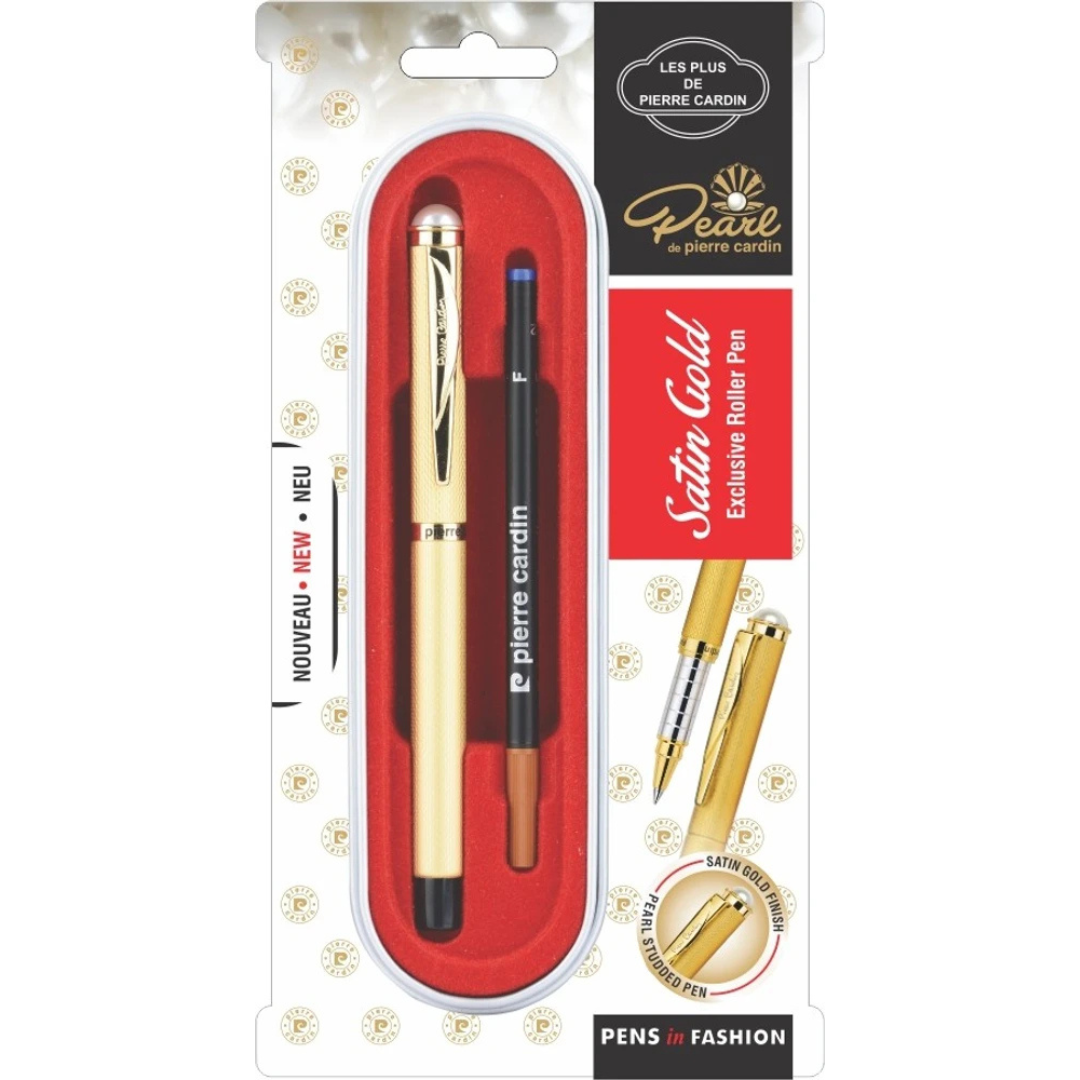 PIERRE CARDIN PEARL SATIN GOLD ROLLER BALL PEN